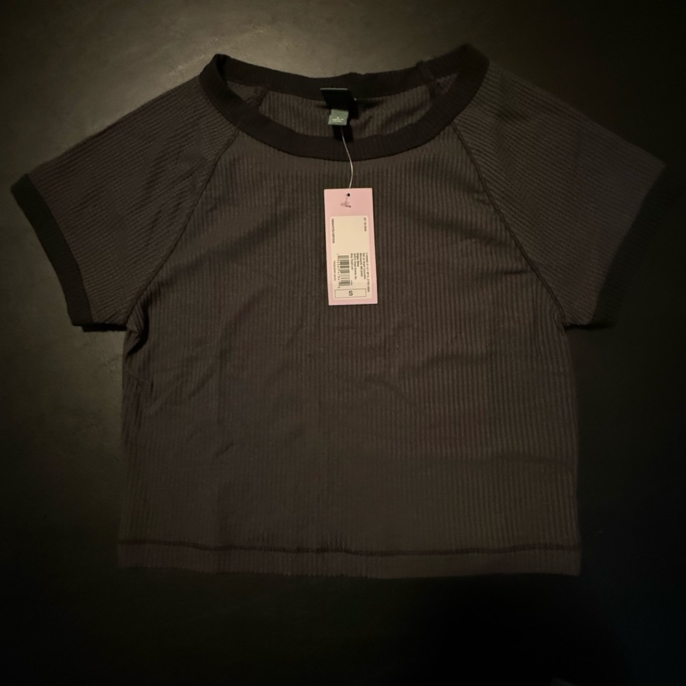 Wild Fable Charcoal Ribbed Crop Top